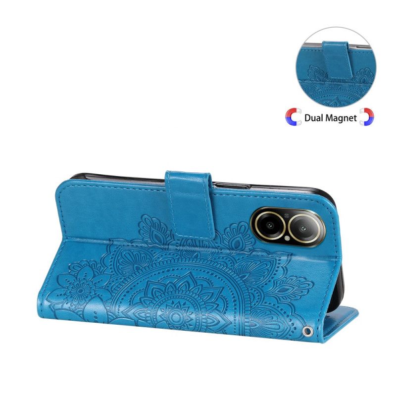 Kožený Kryt Realme C67 Květinový Vzor S Páskem