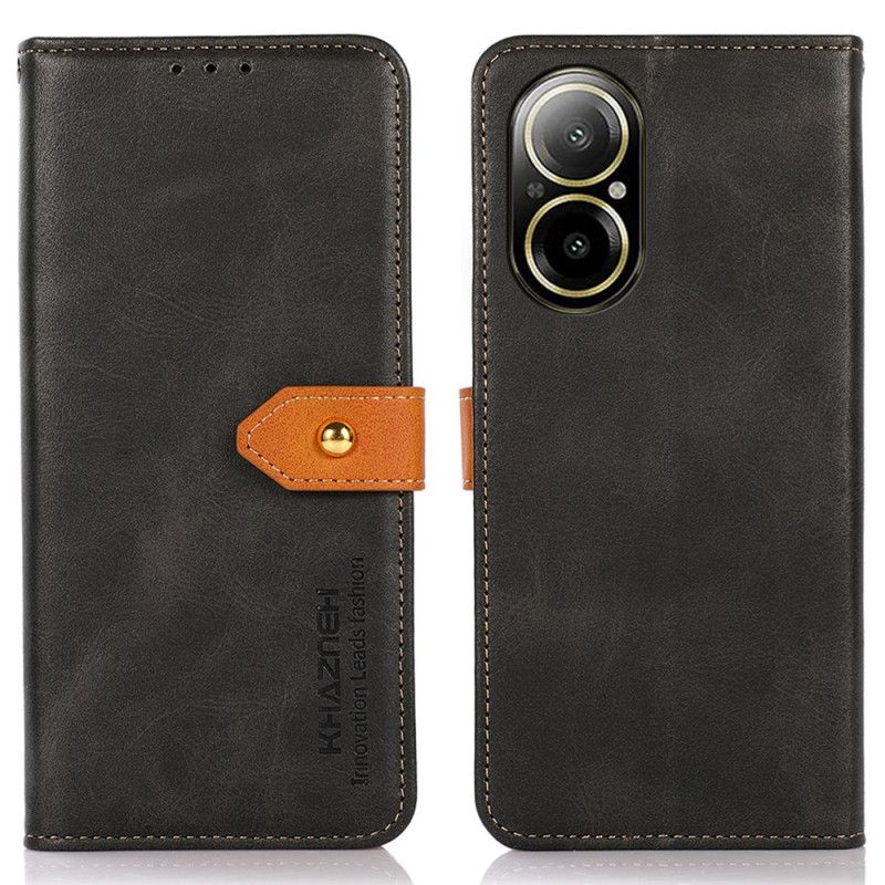 Kožený Kryt Realme C67 Zlatá Spona Khazneh