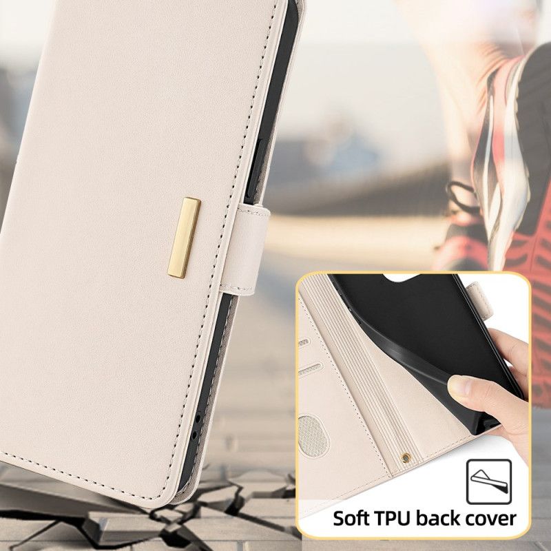 Kožený Kryt Realme C67 Zlatý Řetízek