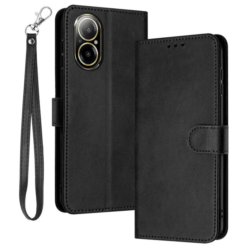 Peněženková Pouzdra Realme C67 Jednobarevný Kožený Efekt S Páskem