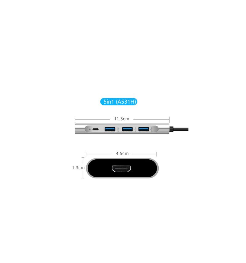 Adaptér Usb-C Na Hdmi / Usb Hub Pro Počítač – Šedá