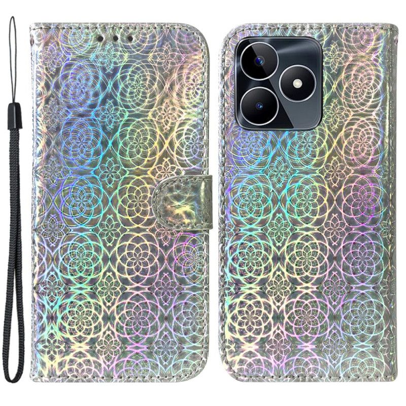 Kožený Kryt Realme C53 Disko Styl Se Šňůrkou