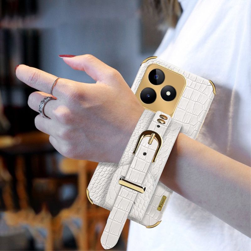 Kryt Na Realme C53 Náramek S Texturou Krokodýla Podpora