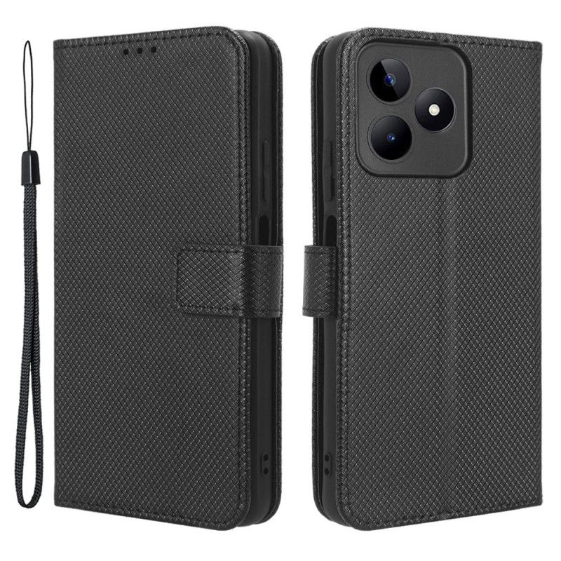 Peněženková Pouzdra Realme C53 Kryty Na Mobil Texturovaný S Popruhem