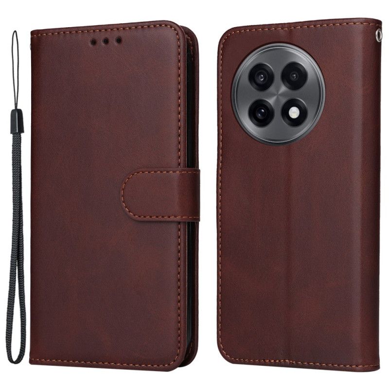 Kožený Kryt Oneplus 13r Řemínek S Efektem Obyčejné Kůže