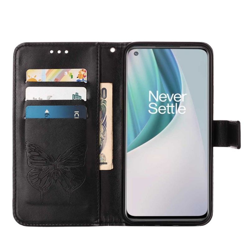 Flipové Pouzdro Na OnePlus Nord N10 Držák Motýlích Květin