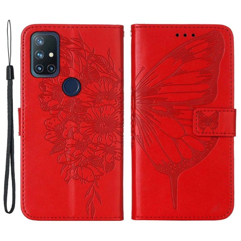 Flipové Pouzdro Na OnePlus Nord N10 Držák Motýlích Květin