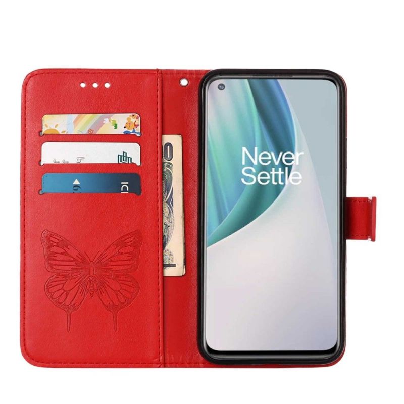Flipové Pouzdro Na OnePlus Nord N10 Držák Motýlích Květin