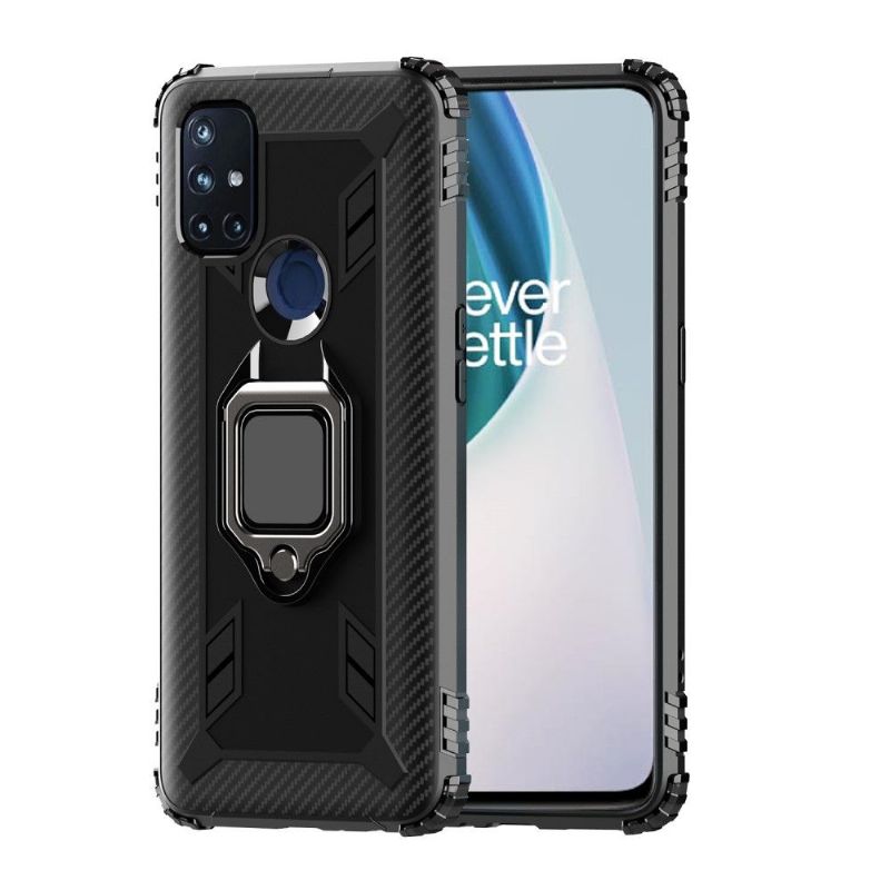 Kryty Na Mobil Na OnePlus Nord N10 Karbonový Vzhled S Opěrným Kroužkem