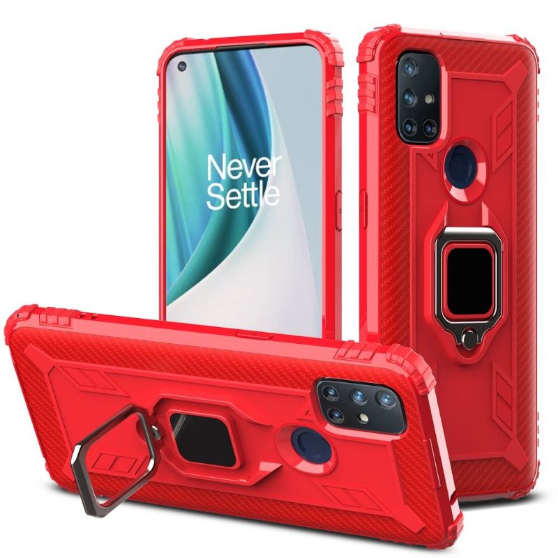 Kryty Na Mobil Na OnePlus Nord N10 Karbonový Vzhled S Opěrným Kroužkem