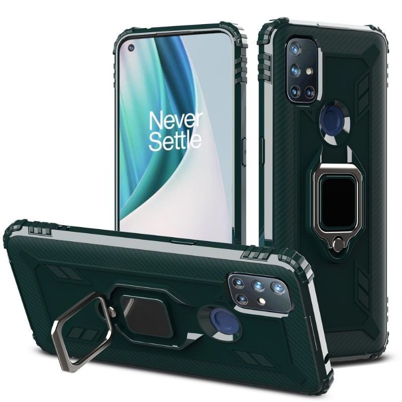 Kryty Na Mobil Na OnePlus Nord N10 Karbonový Vzhled S Opěrným Kroužkem
