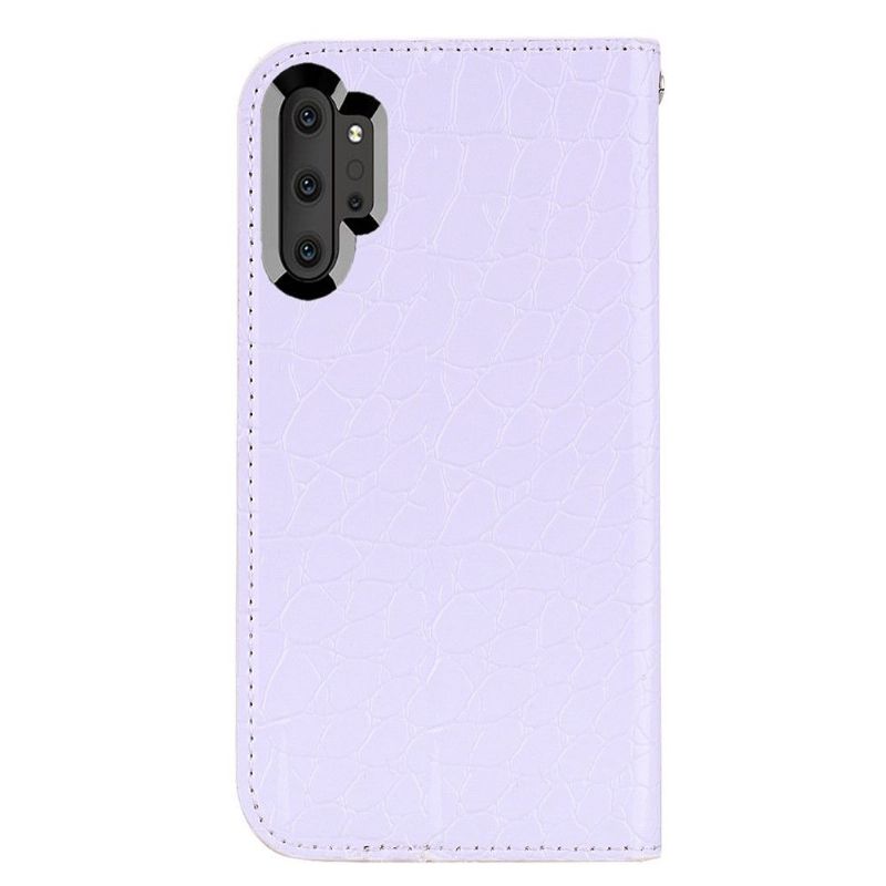 Flipové Pouzdro Na Samsung Galaxy Note 10+ / Note 10+ 5G Luxusní Flitry A Croc Efekt
