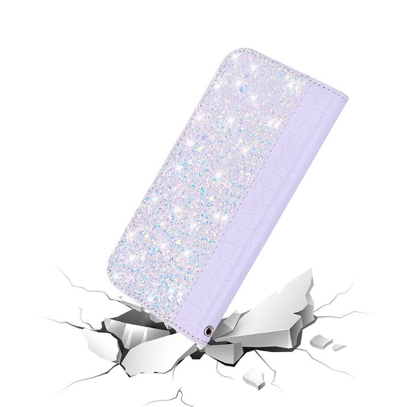 Flipové Pouzdro Na Samsung Galaxy Note 10+ / Note 10+ 5G Luxusní Flitry A Croc Efekt
