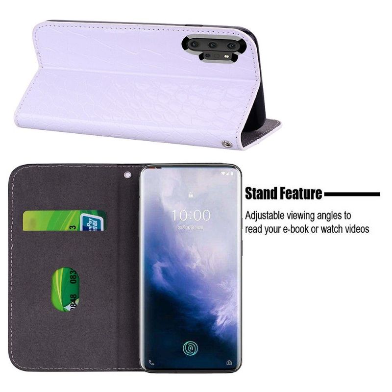 Flipové Pouzdro Na Samsung Galaxy Note 10+ / Note 10+ 5G Luxusní Flitry A Croc Efekt