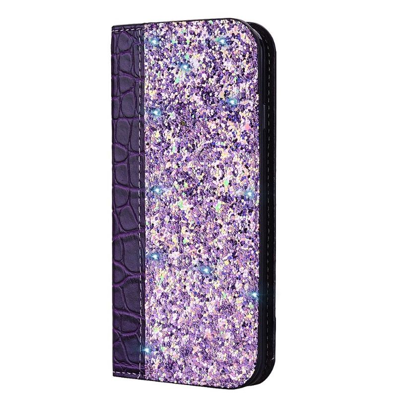 Flipové Pouzdro Na Samsung Galaxy Note 10+ / Note 10+ 5G Luxusní Flitry A Croc Efekt