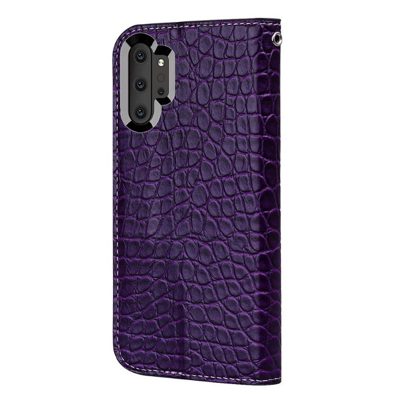 Flipové Pouzdro Na Samsung Galaxy Note 10+ / Note 10+ 5G Luxusní Flitry A Croc Efekt