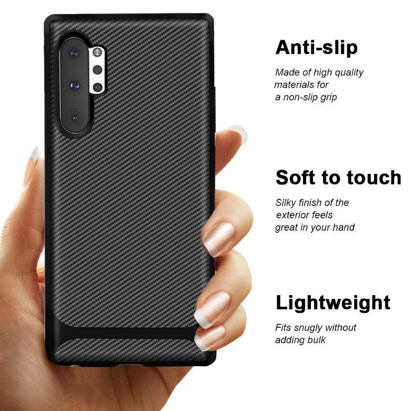 Kryt Na Samsung Galaxy Note 10+ / Note 10+ 5G Uhlíkové Pouzdro - Černé