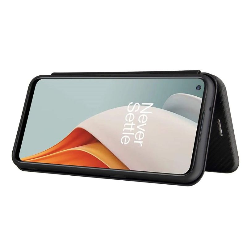 Flipové Pouzdro Na OnePlus Nord N100 Umělá Kůže Ve Stylu Uhlíkových Vláken