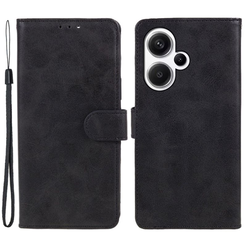 Kožený Kryt Xiaomi Redmi Note 13 Pro Plus 5g Efekt Hladké Kůže S Páskem