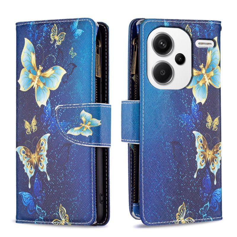 Kožený Kryt Xiaomi Redmi Note 13 Pro Plus 5g Peněženka Golden Butterflies