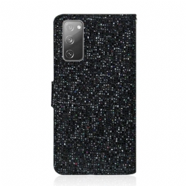 Kožené Pouzdro Na Samsung Galaxy S20 FE Držák Na Třpytivé Karty
