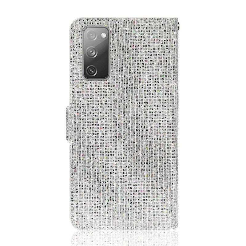 Kožené Pouzdro Na Samsung Galaxy S20 FE Držák Na Třpytivé Karty