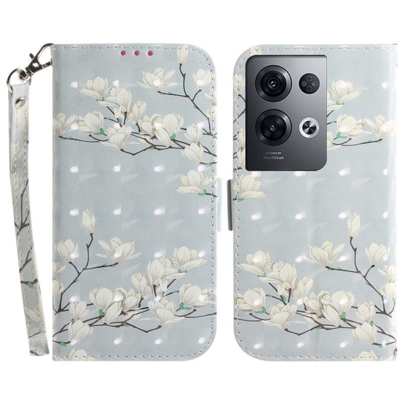 Flipové Pouzdro Na Oppo Reno 8 Pro Chrámy S Lanyardem