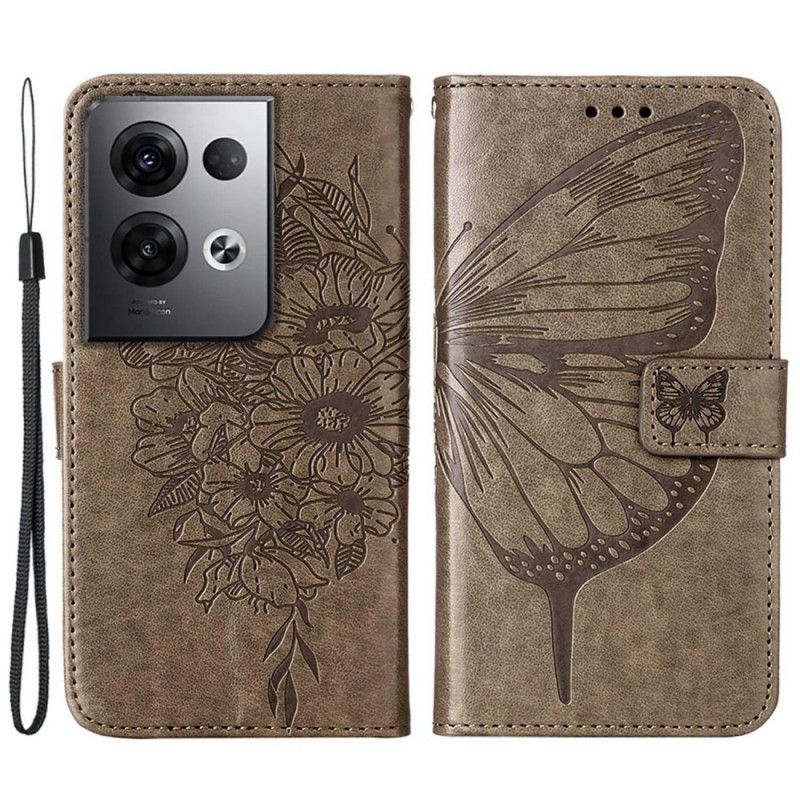 Flipové Pouzdro Na Oppo Reno 8 Pro Na Lana Barokní Strappy Butterfly