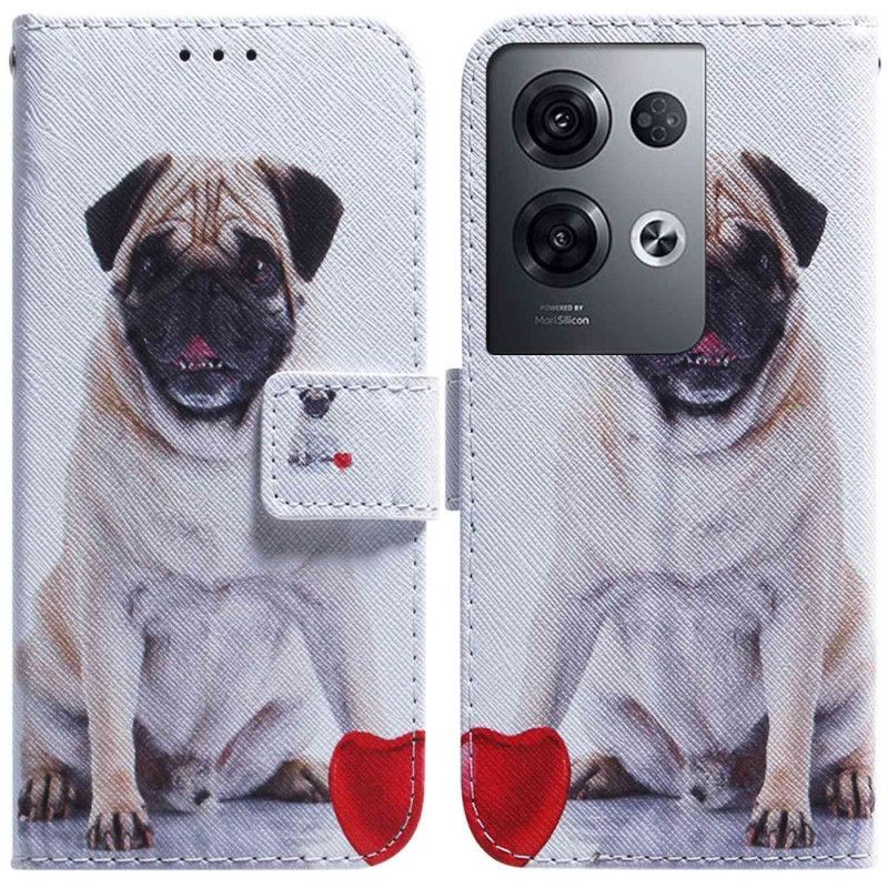 Flipové Pouzdro Na Oppo Reno 8 Pro Na Lana Pěkný Mops V Popruhu