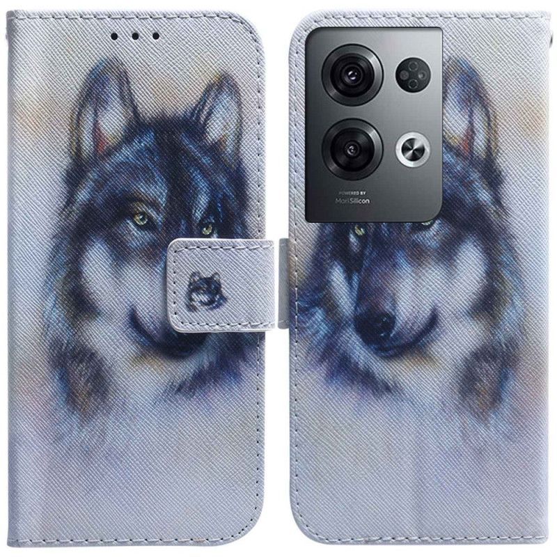 Flipové Pouzdro Na Oppo Reno 8 Pro Na Lana Strappy Akvarelový Pes