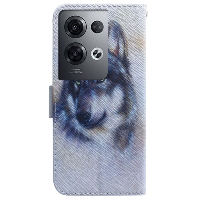 Flipové Pouzdro Na Oppo Reno 8 Pro Na Lana Strappy Akvarelový Pes