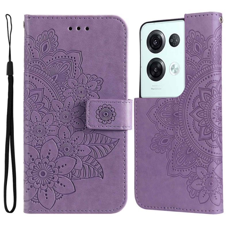 Flipové Pouzdro Na Oppo Reno 8 Pro Na Lana Strappy Květinové