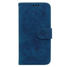 Flipové Pouzdro Na Oppo Reno 8 Pro Na Lana Strappy Růže A Motýli