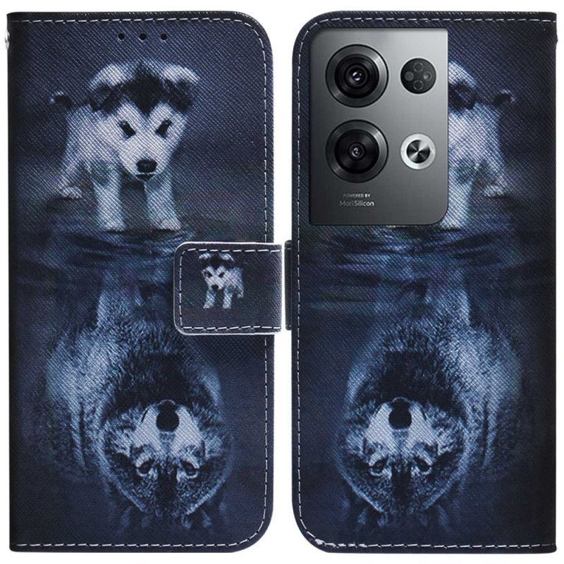 Flipové Pouzdro Na Oppo Reno 8 Pro Na Lana Strappy Štěně Sen