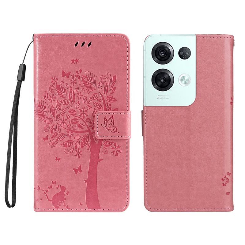 Flipové Pouzdro Na Oppo Reno 8 Pro Na Lana Strom A Strappy Cat
