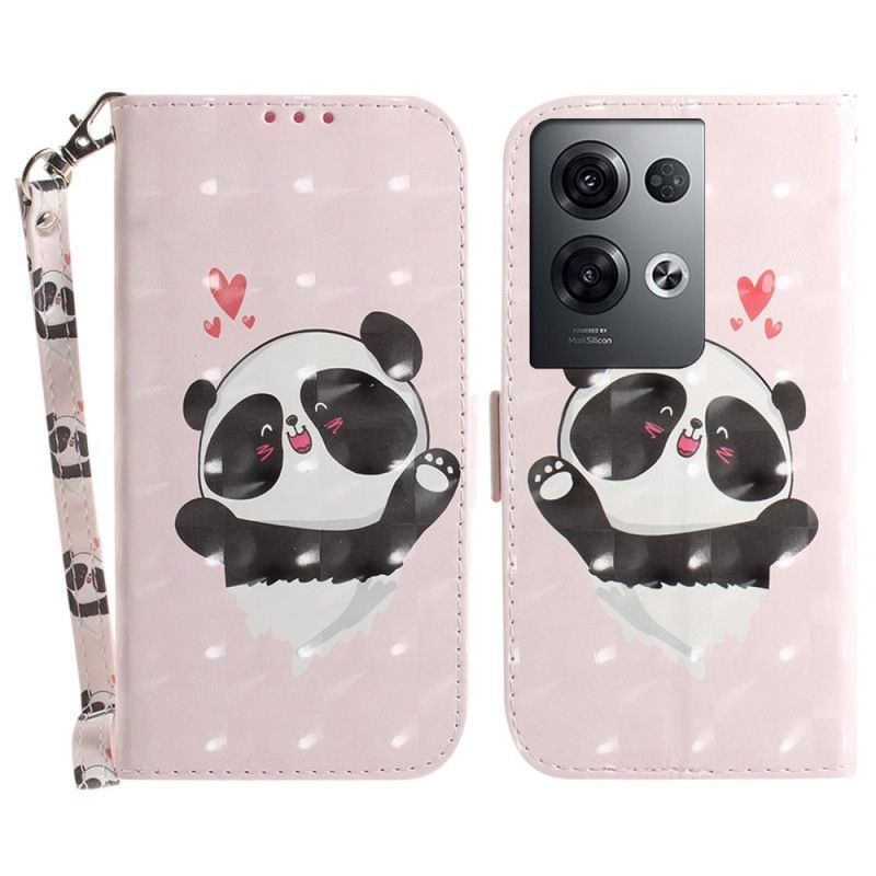 Flipové Pouzdro Na Oppo Reno 8 Pro Panda Love With Lanyard