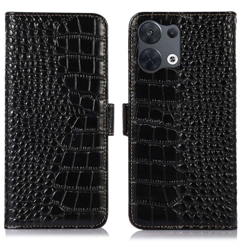 Flipové Pouzdro Na Oppo Reno 8 Pro Rfid Ve Stylu Krokodýla