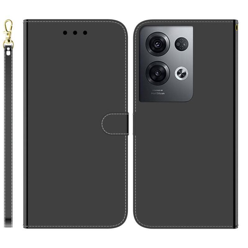 Flipové Pouzdro Na Oppo Reno 8 Pro Zrcadlo A Šňůrka