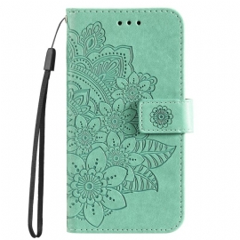 Kožený Kryt Oppo A98 5g Potisk Mandaly S Páskem