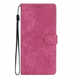 Kožený Kryt Oppo A98 5g Semišový Efekt S Páskem