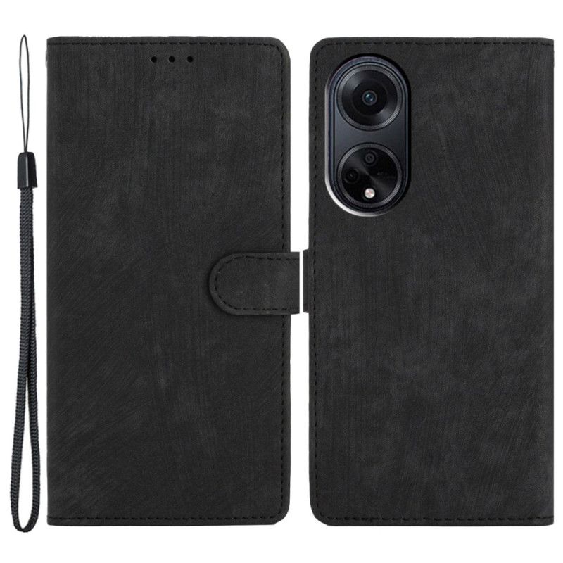 Kožený Kryt Oppo A98 5g Semišový Efekt S Páskem