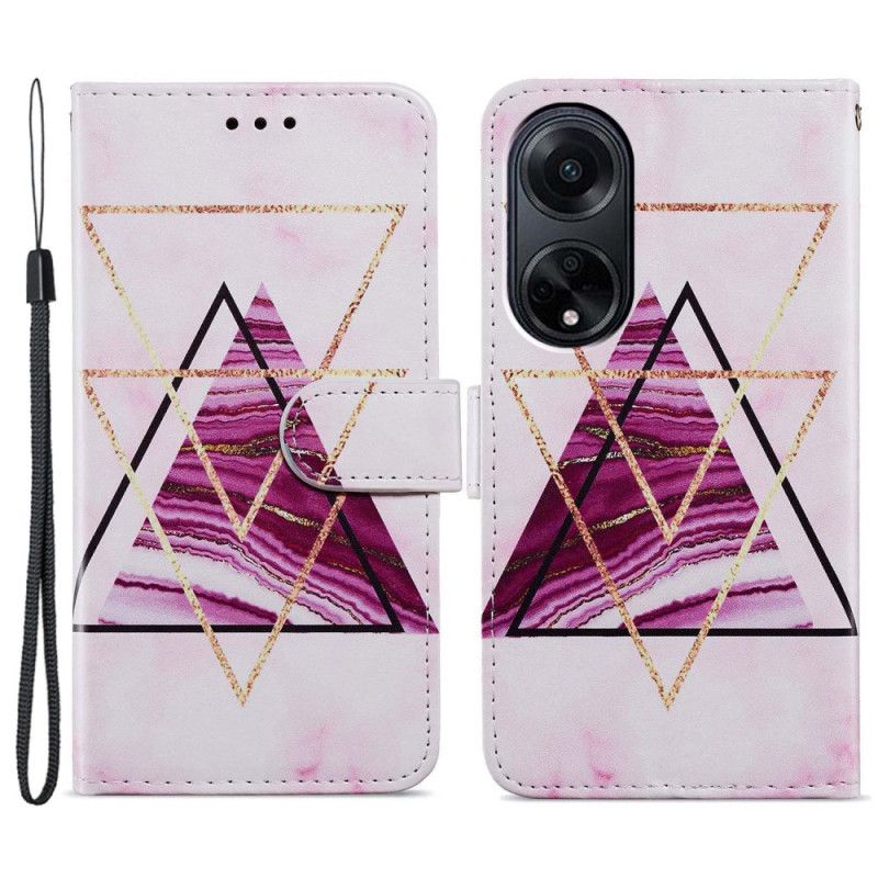 Kožený Kryt Oppo A98 5g Tříbarevný Mramor S Páskem
