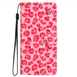 Peněženková Pouzdra Oppo A98 5g 3d Růžový Leopard S Popruhem