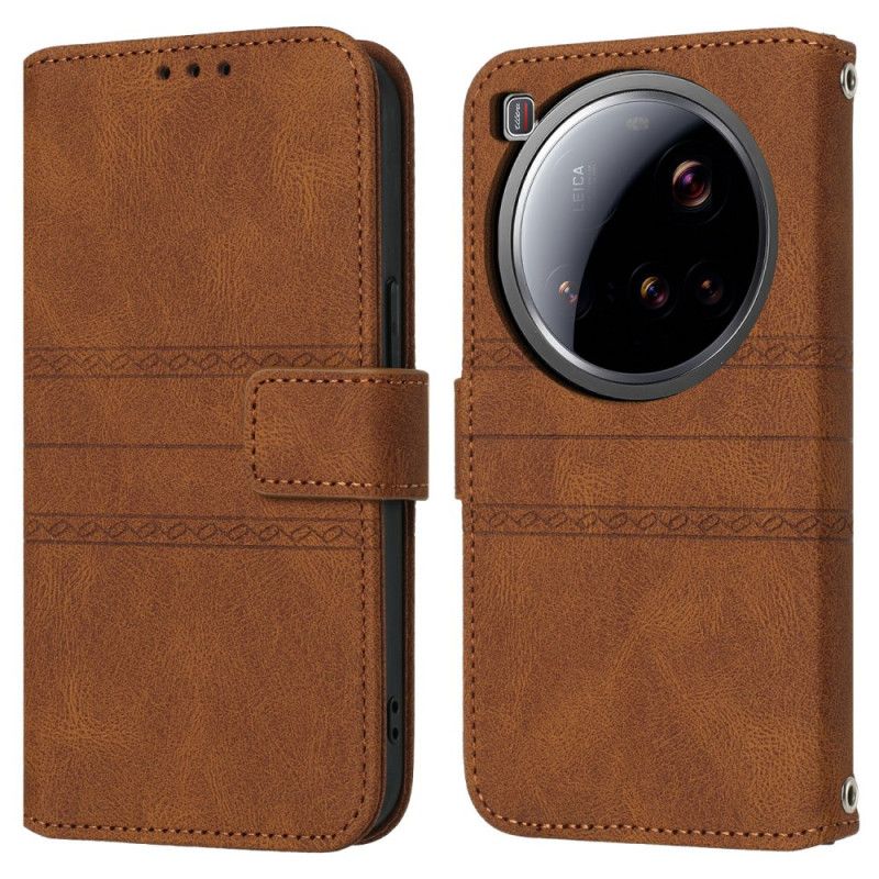 Kožený Kryt Na Xiaomi 15 Ultra Dvojitý Vlys