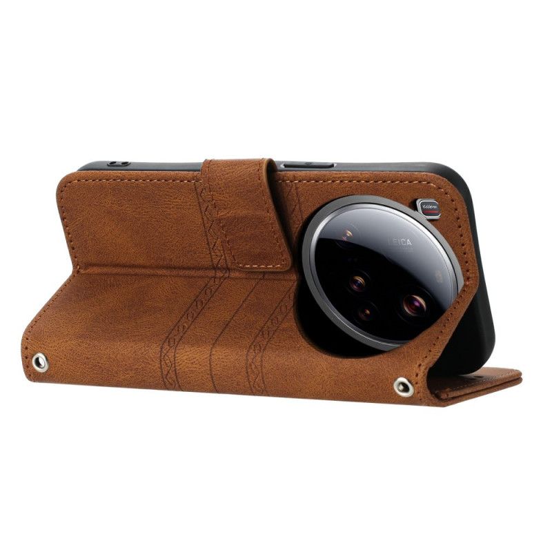 Kožený Kryt Na Xiaomi 15 Ultra Dvojitý Vlys