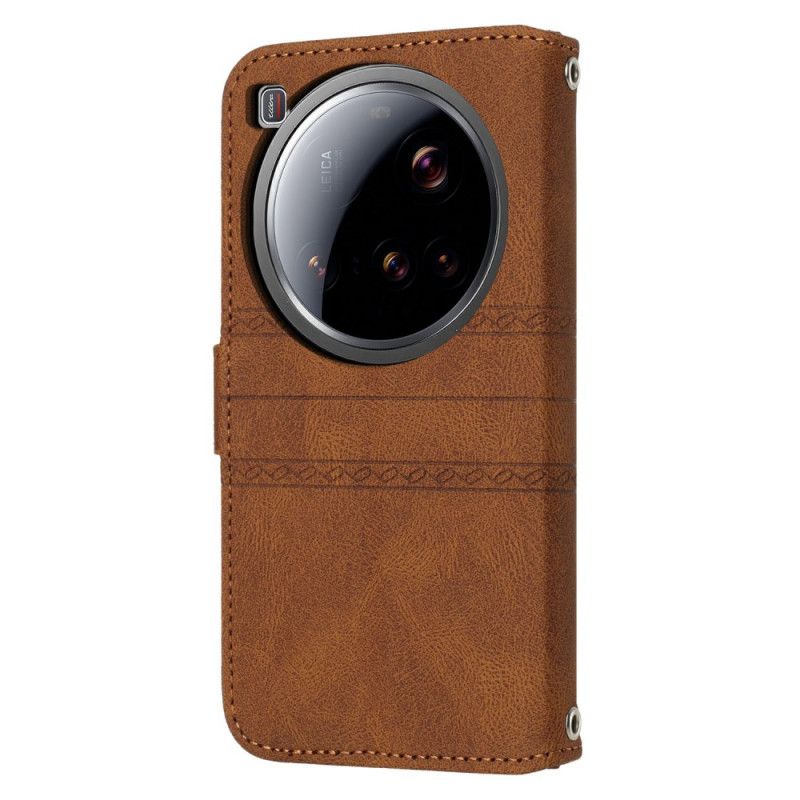 Kožený Kryt Na Xiaomi 15 Ultra Dvojitý Vlys