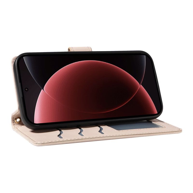 Kožený Kryt Na Xiaomi 15 Ultra Polstrované S Popruhem A Ramenním Popruhem