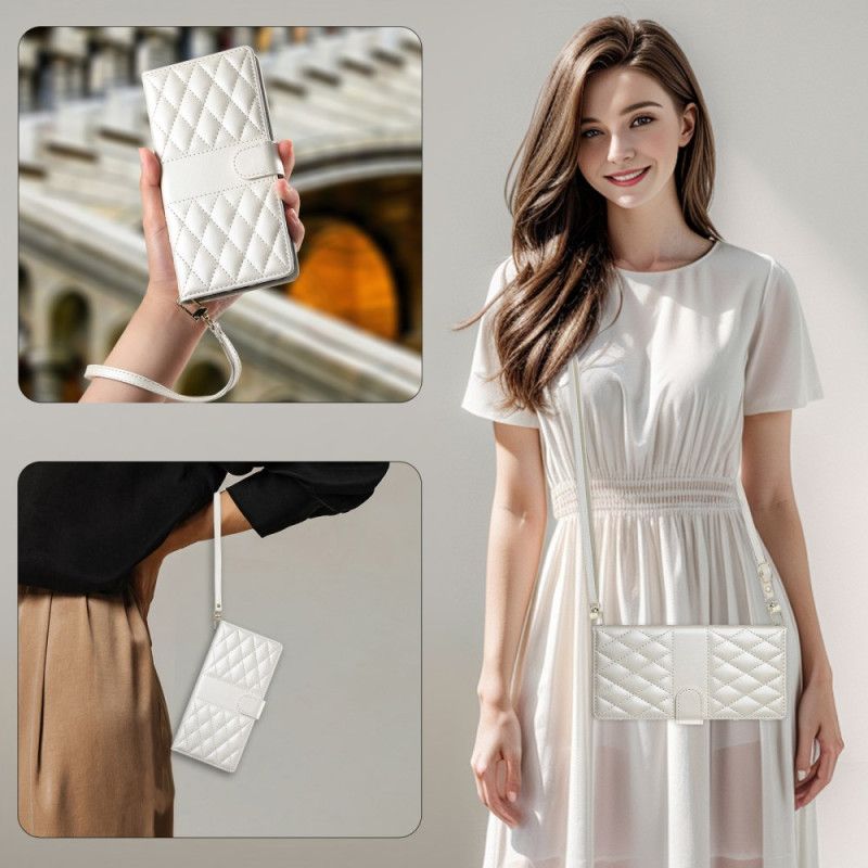 Kožený Kryt Na Xiaomi 15 Ultra Prošívaná S Popruhem A Ramenním Popruhem