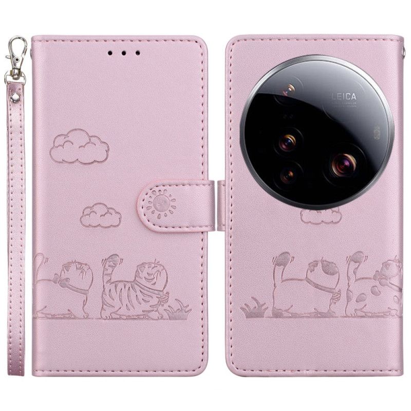 Kožený Kryt Xiaomi 15 Ultra Rfid Blokování A Vzor Koťátek