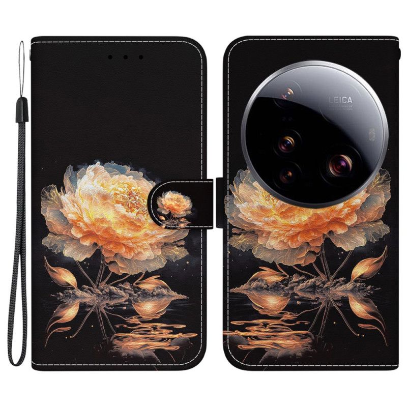 Kožený Kryt Xiaomi 15 Ultra Zlatá Pivoňka